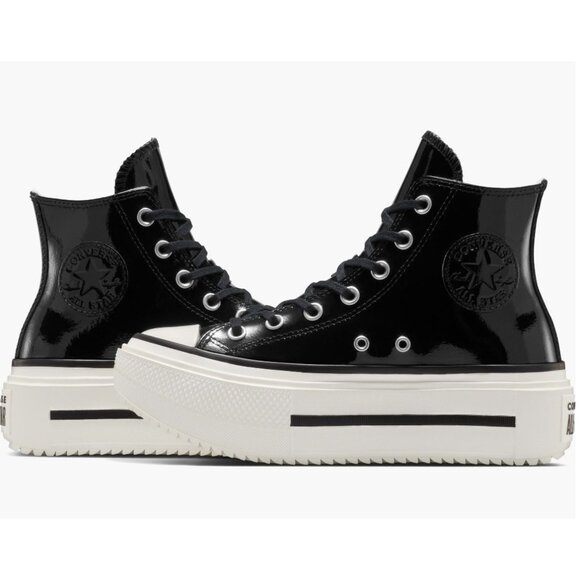 Converse Chuck Taylor Lift Double Stack Patent Leather Platform Black 8.5W/6.5M - Picture 1 of 9
